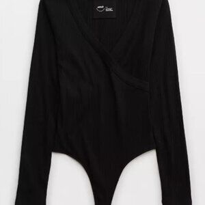 Aerie Long Sleeve Cross Front Bodysuit